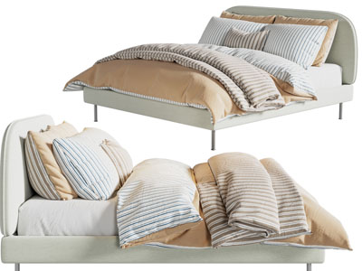 现代布艺双人床