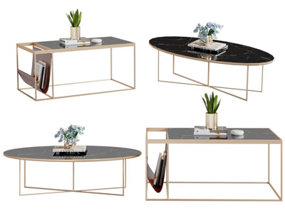 现代轻奢椭圆形 长方形茶几3d模型 现代轻奢椭圆形 长方形茶几