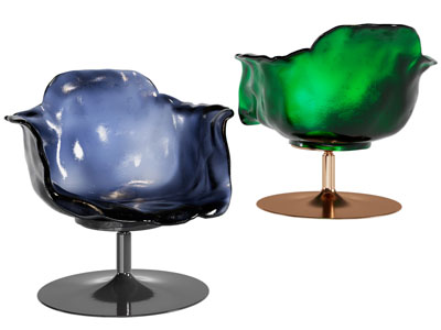 现代花朵造的透明彩色休闲椅子