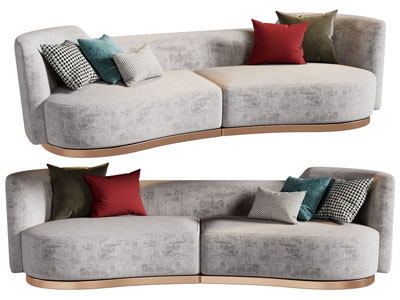 现代布艺多人沙发