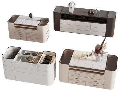 现代展示柜 衣帽间中岛台