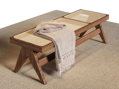 侘寂风长方形沙发凳子