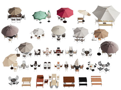 现代户外遮阳伞 休闲桌椅组合