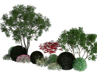 现代灌木 花卉 树木景观园艺小品