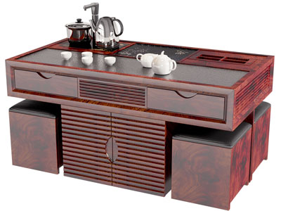 新中式实木茶桌 茶具杯子