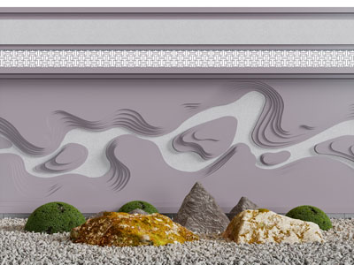 新中式景观墙 石子 石头园艺小品