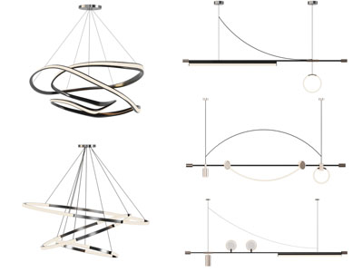 现代金属条状吊灯