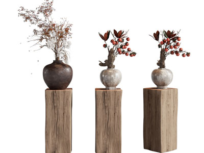 新中式陶瓷花瓶花卉摆件组合