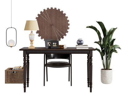 法式书桌椅组合3d模型 法式书桌椅组合