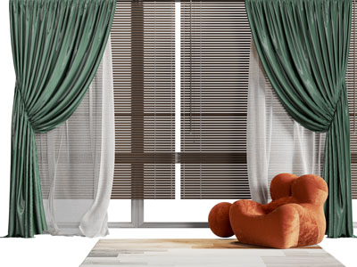 现代窗帘窗纱 百叶窗帘3d模型 现代窗帘窗纱 百叶窗帘