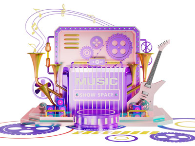 现代音乐节美陈 演绎舞台 户外装置