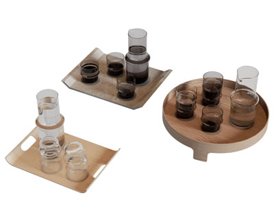 现代实木托盘茶具杯子