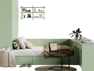 现代儿童榻榻米单人床 书桌椅组合