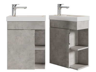 现代水泥质感的洗手台 水龙头