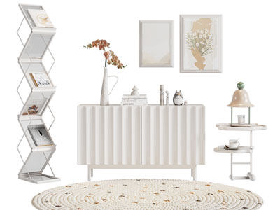 现代奶油风玄关柜 边柜 书刊杂志架