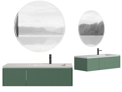 现代悬挂式洗手台 镜子