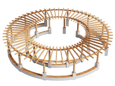 现代实木圆形廊架 凉亭 花架