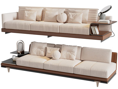 现代布艺多人沙发