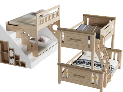 现代实木儿童上下床