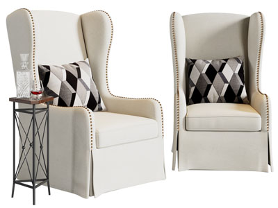 美式单人沙发 边几