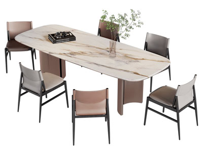 现代大理石餐桌椅组合