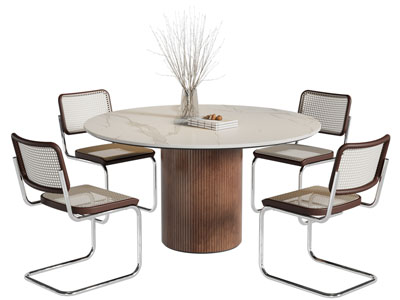 现代圆形餐桌椅组合