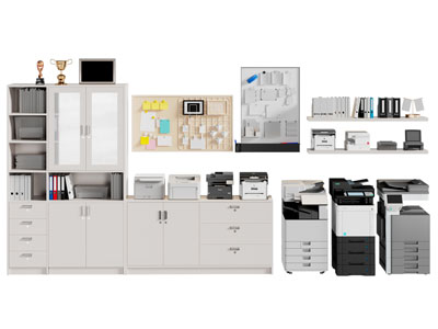 现代办公文件收纳柜 打印机 墙面便签墙