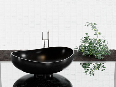 现代黑色陶瓷洗手盆 水龙头