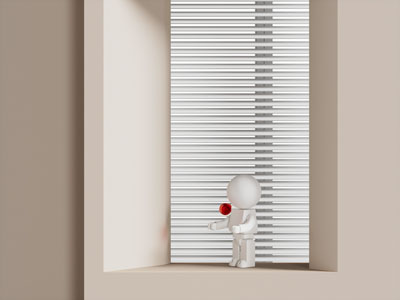 现代百叶窗帘 积木小人雕塑雕刻