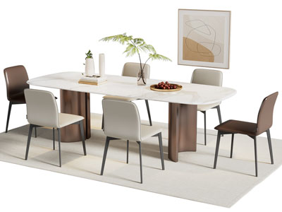 现代大理石餐桌椅组合