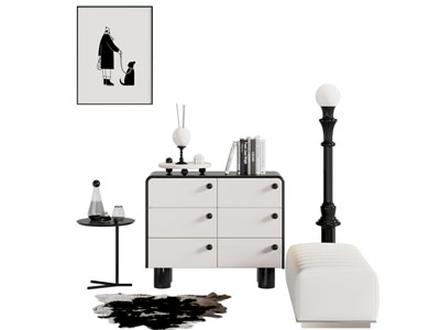 现代玄关柜 边柜 沙发凳子 落地灯