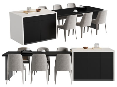 现代吧台餐桌椅组合