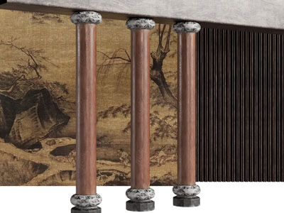 新中式圆形柱子3d模型 新中式圆形柱子