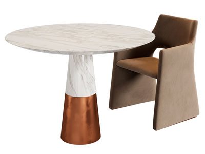 现代圆形餐桌椅组合