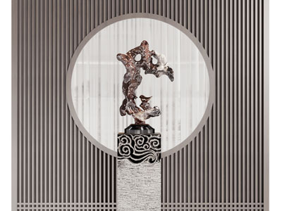 新中式石头雕塑雕刻摆件组合