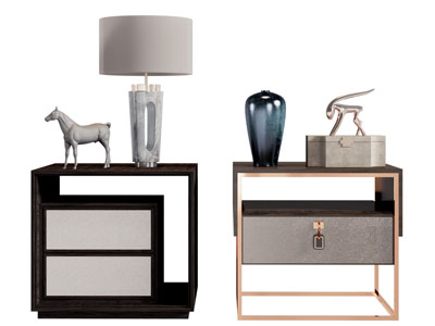 新中式床头柜 台灯摆件组合