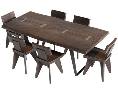 中古风实木餐桌椅组合