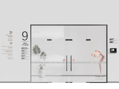 现代办公玻璃大门 双开门