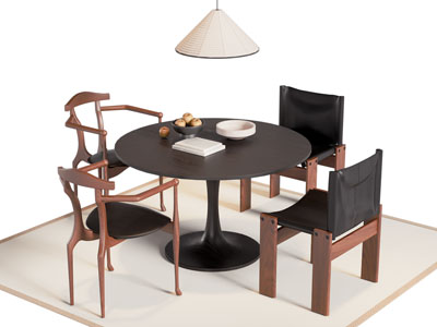 现代圆形餐桌椅组合