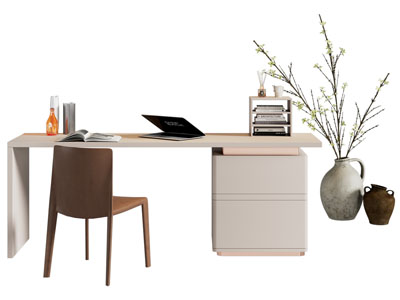 现代书桌椅组合3d模型 现代书桌椅组合