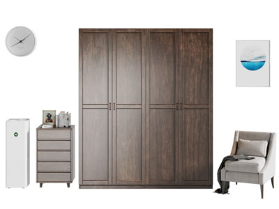 现代实木衣柜 边柜 单人沙发3d模型 现代实木衣柜 边柜 单人沙发