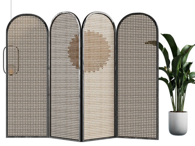 侘寂风编织屏风