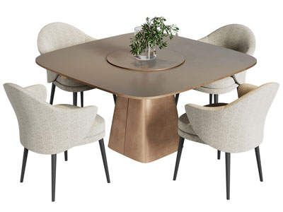 现代方形休闲餐桌椅组合