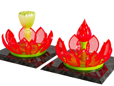 新中式莲花灯雕塑雕刻3d模型 新中式莲花灯雕塑雕刻