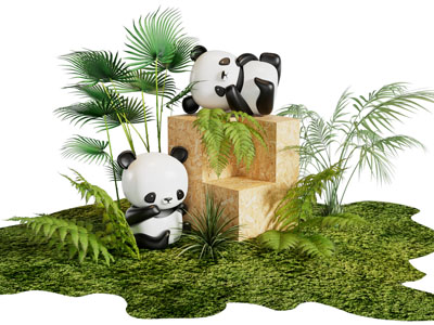 现代熊猫 草坪景观园艺小品