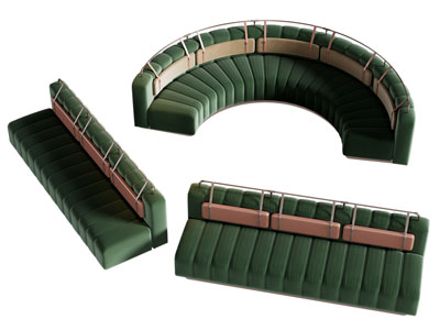 现代布艺弧形多人沙发