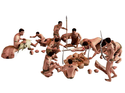 现代狩猎烧烤的原始人3d模型 现代狩猎烧烤的原始人