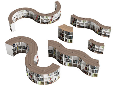 现代S曲线实木书柜