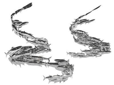 现代金属不锈钢鱼群 墙饰挂件