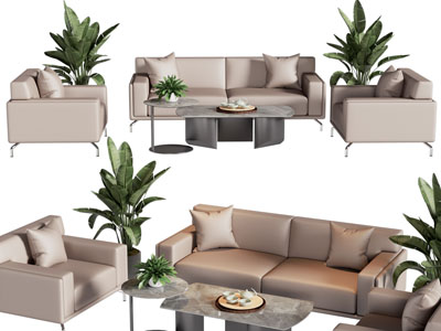 现代双人 单人沙发和茶几组合